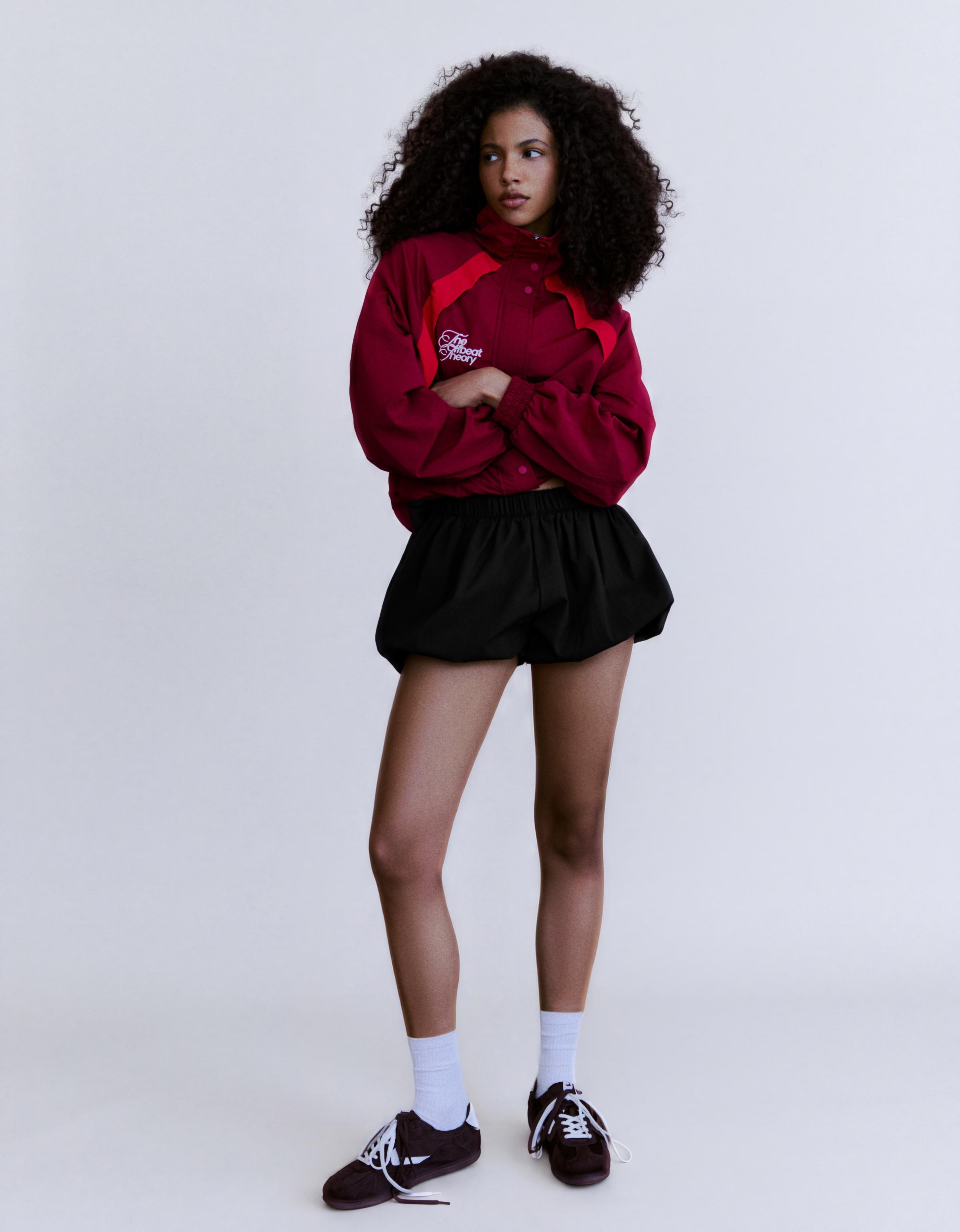 Check balloon mini shorts — Black