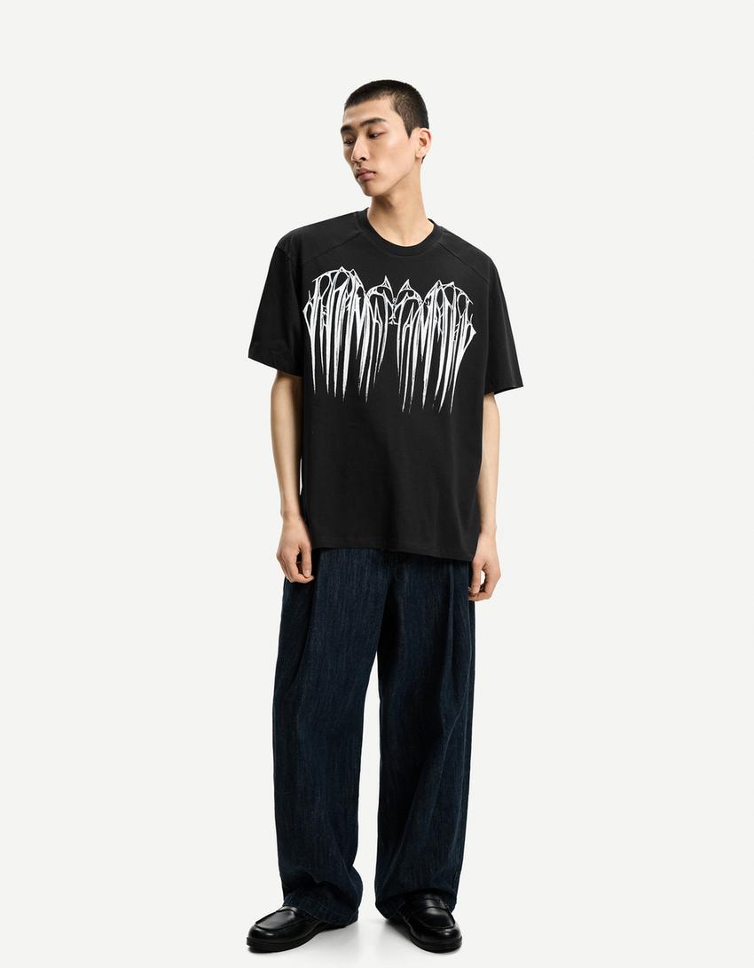 Camiseta manga corta print-Negro-3