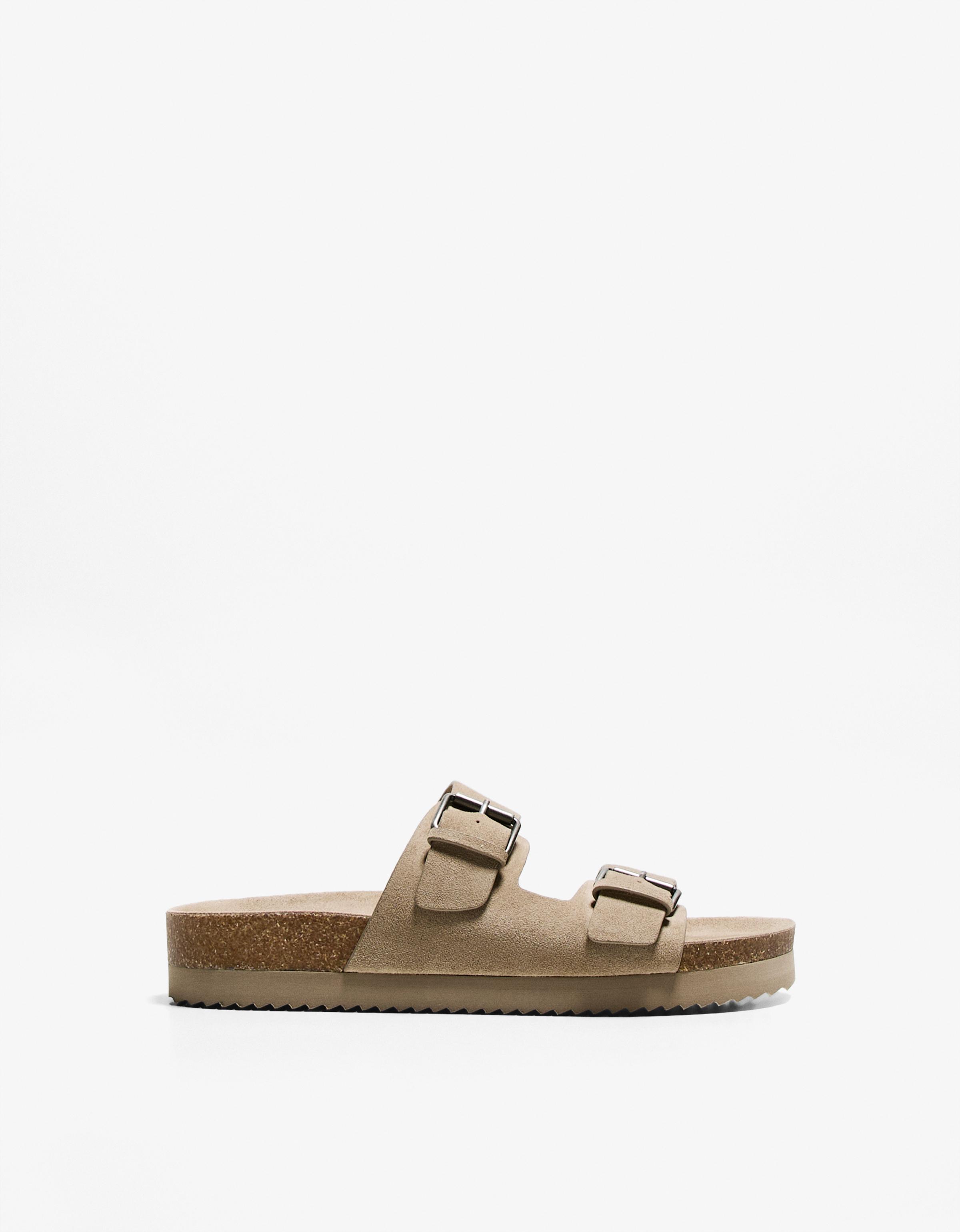 buckled flat slider sandals - Shoes - Men | Bershka