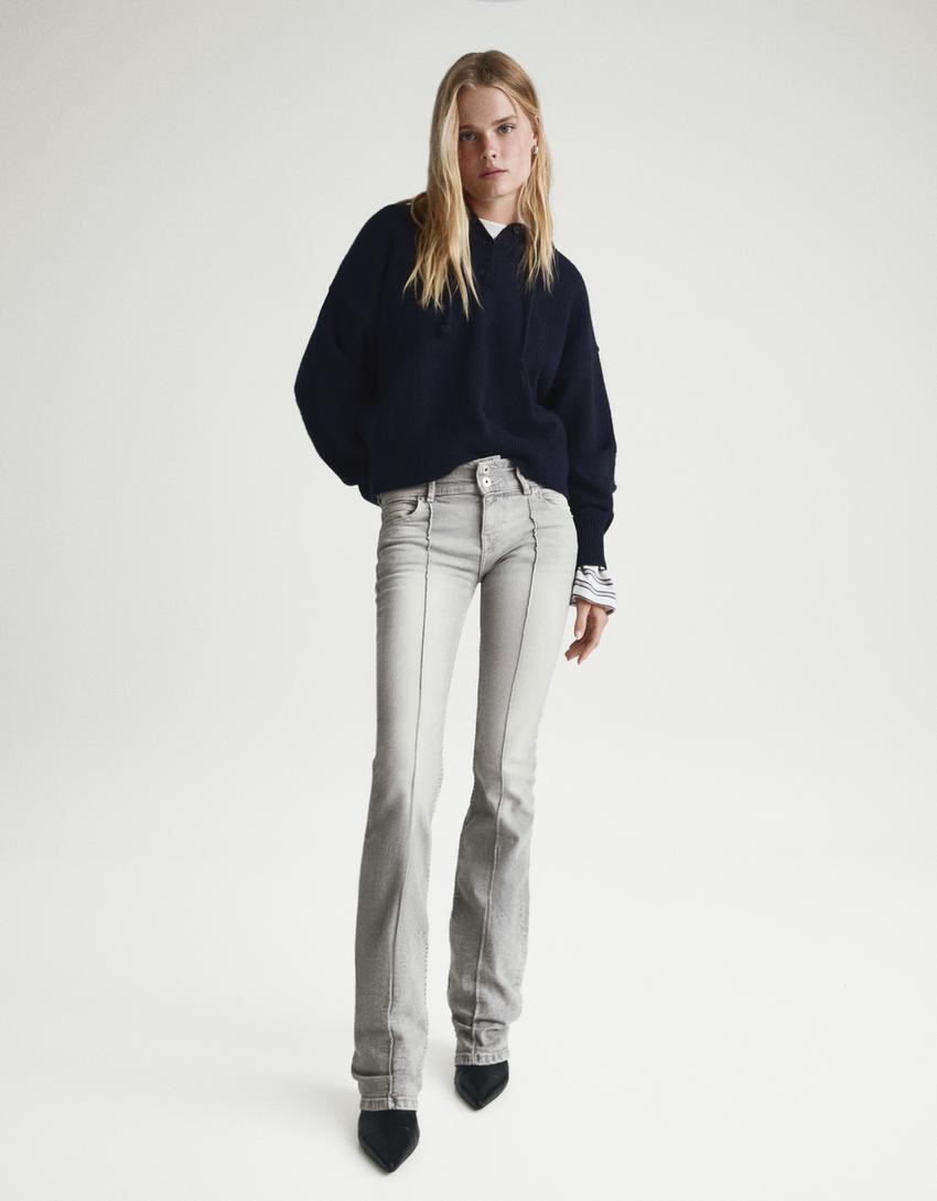 Low-rise boot-cut jeans-Dark grey