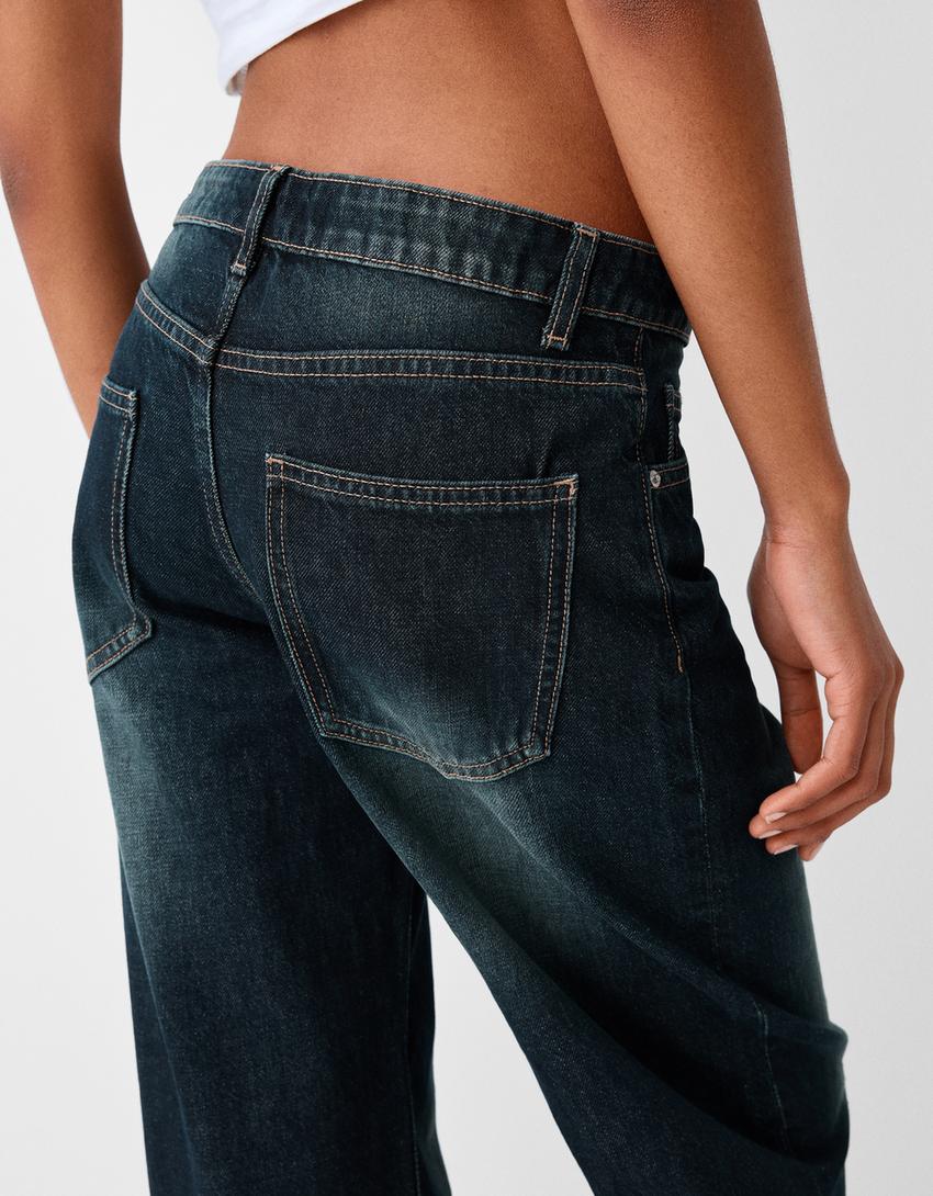 Торбести дънки-Синьо с избелял ефект-5