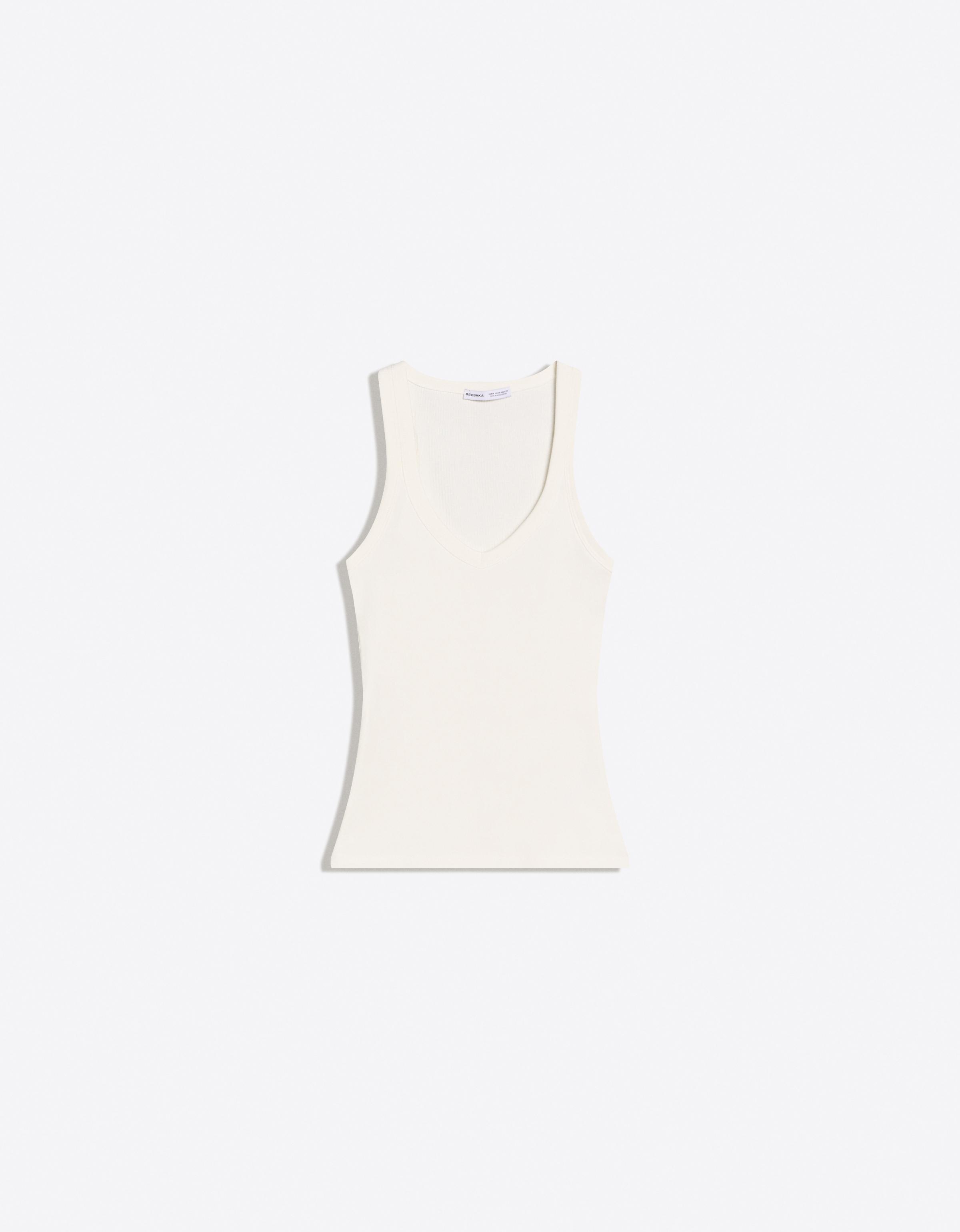 V-neck strappy vest top — Off white