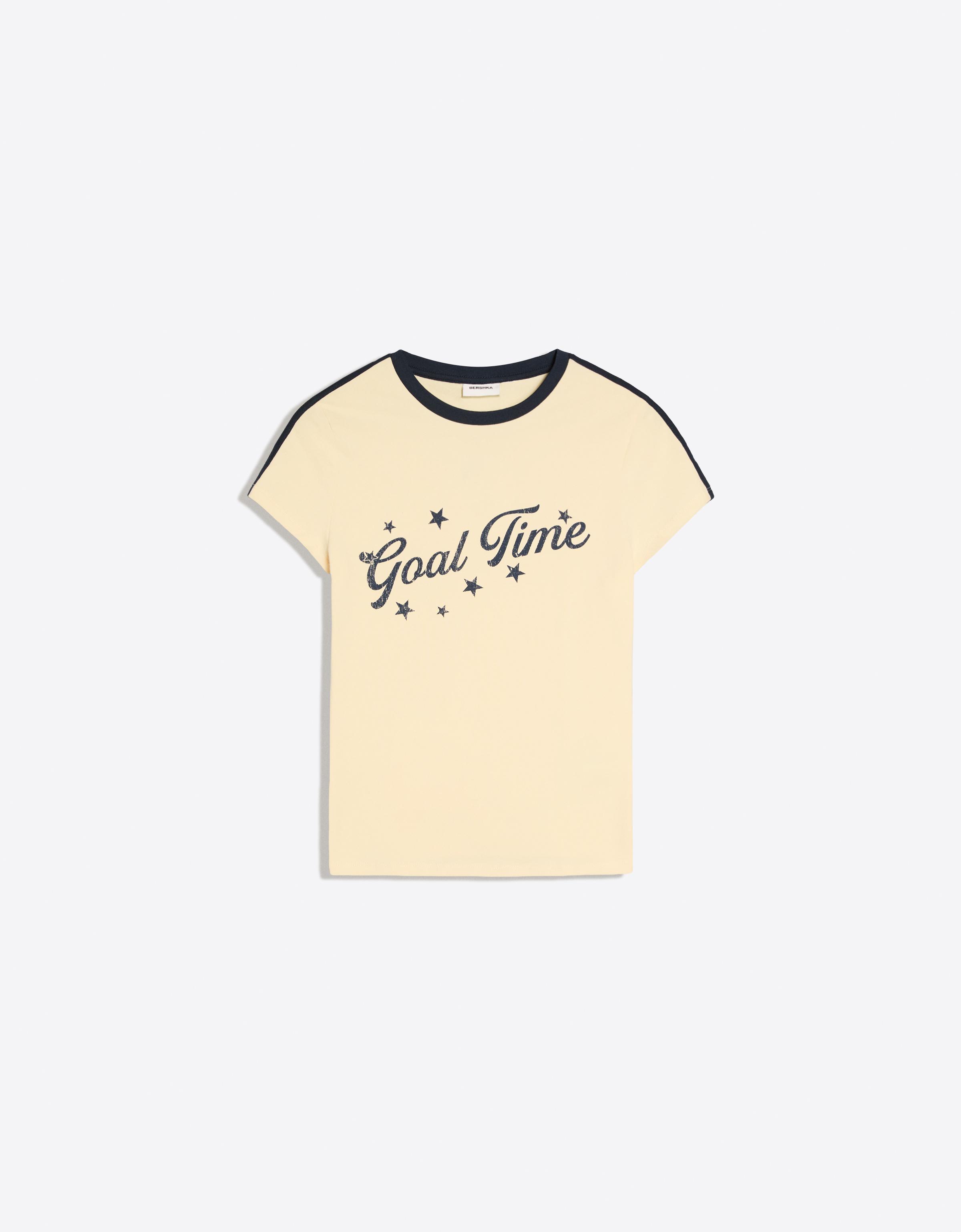 Short sleeve regular fit print T-shirt — Beige