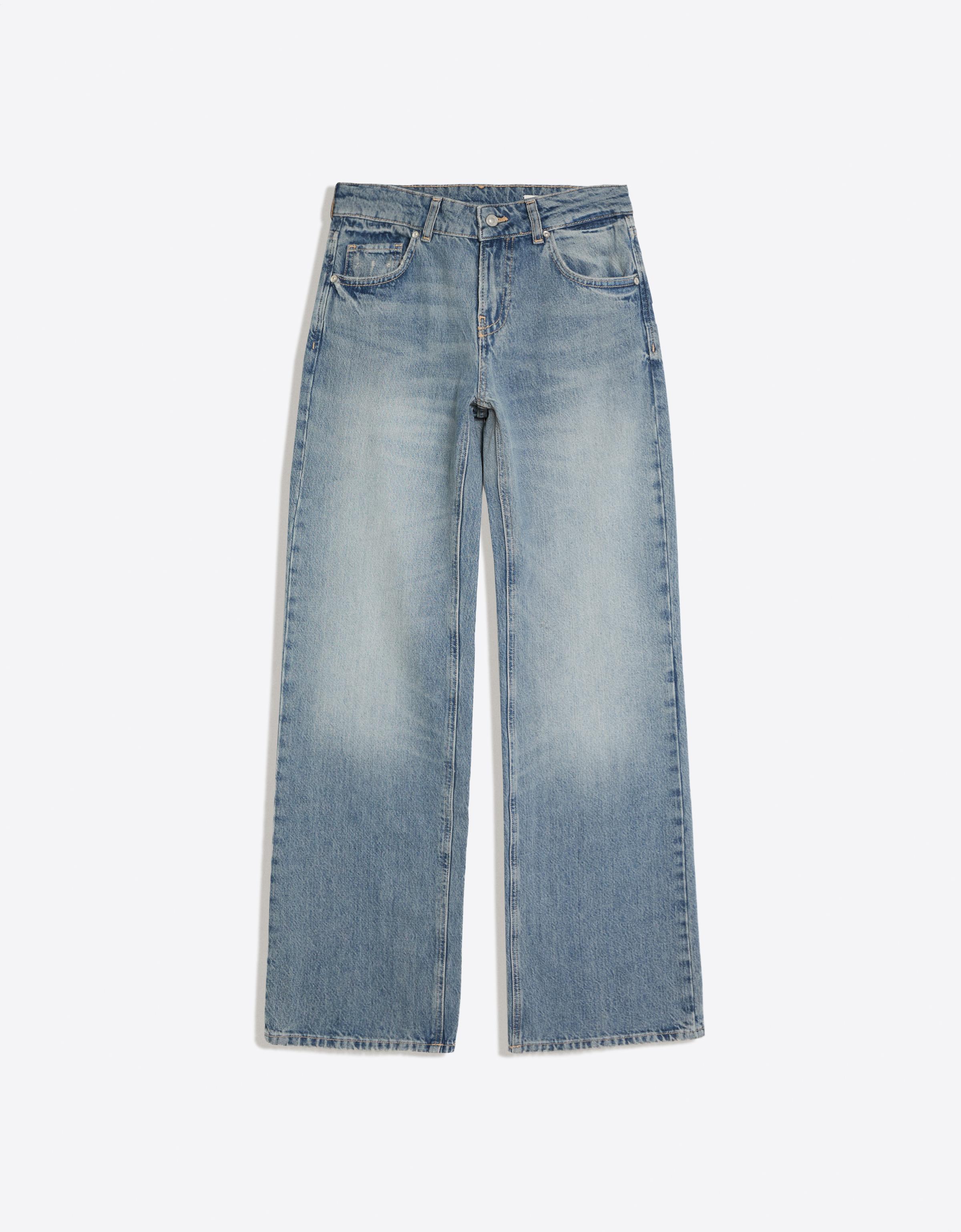 Mid-waist straight jeans — Washed out blue