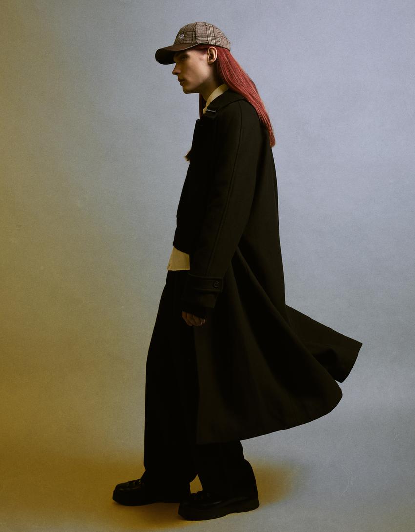 Long wool blend coat-Black
