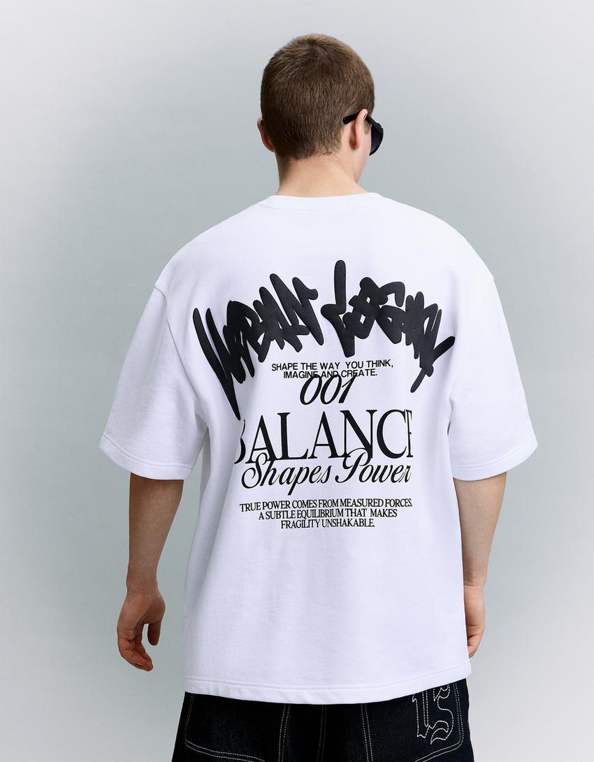 Camiseta manga corta print-Blanco roto