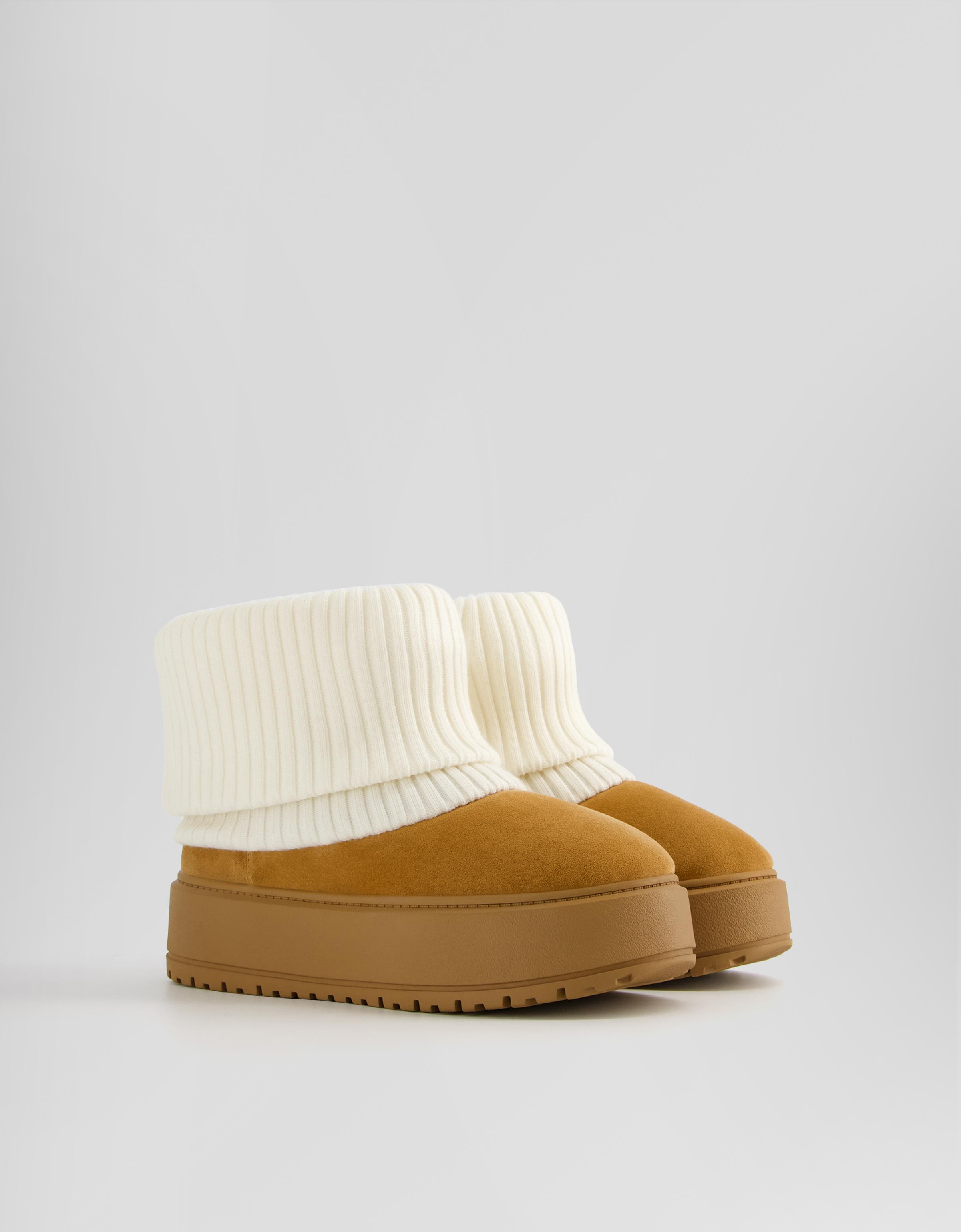 Bershka Sock-Boots Mit Plateausohle Damen 36 Camel