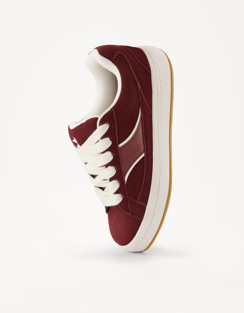 LEATHER skater sneakers-Maroon-3
