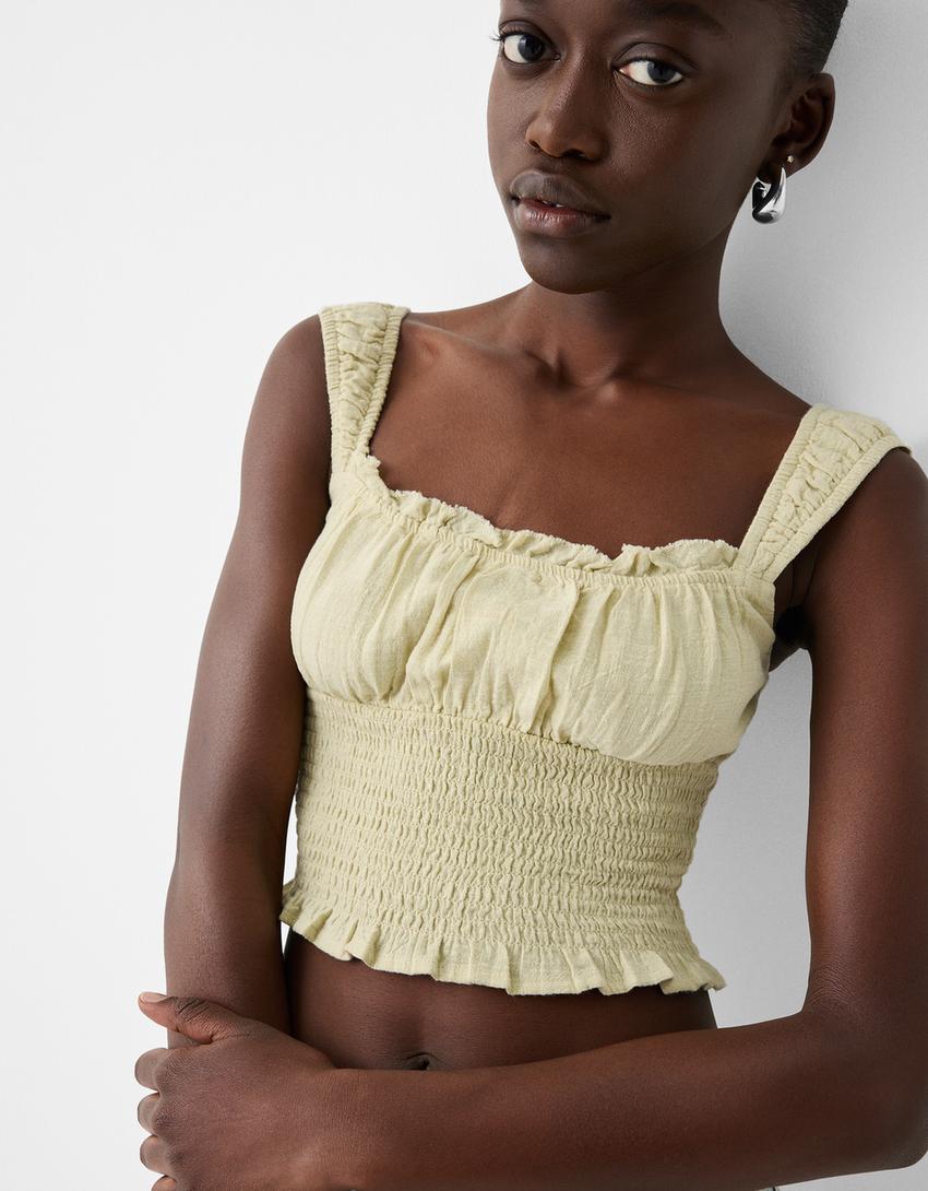 توب بزمة من نسيج ريفي-أخضر-2