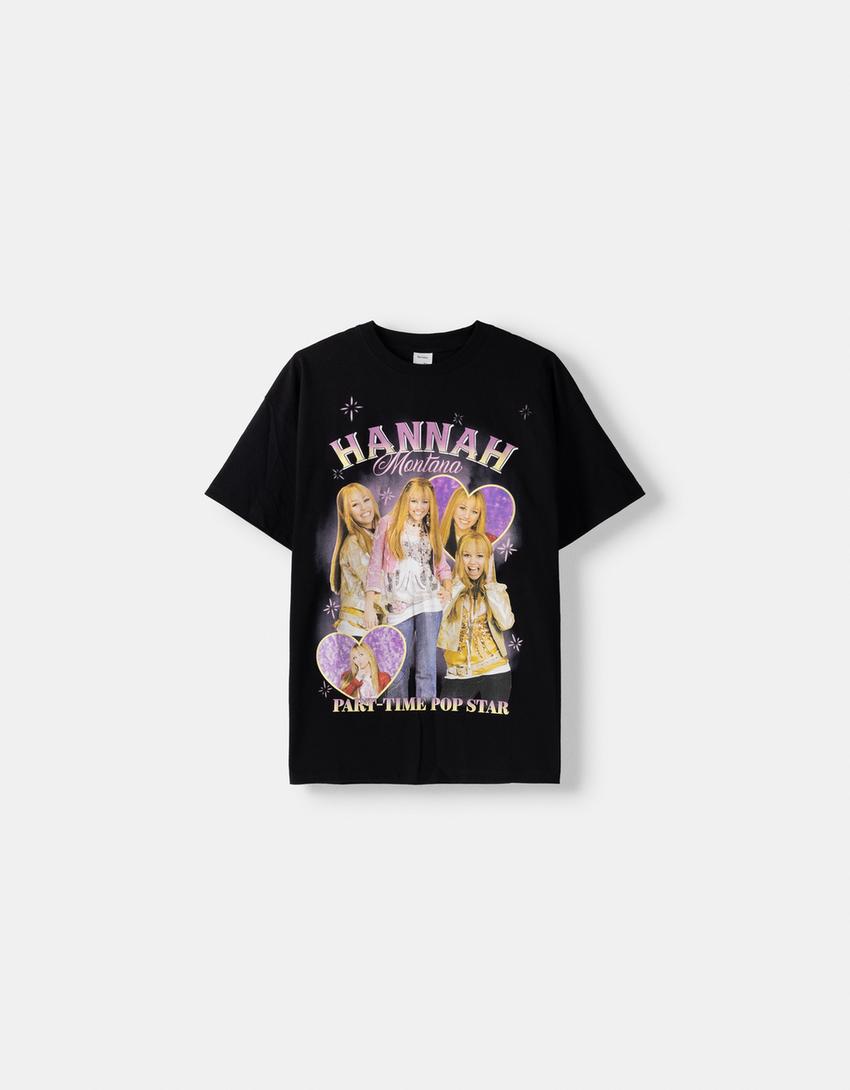 T-shirt Hannah Montana manga curta estampado-Preto-4