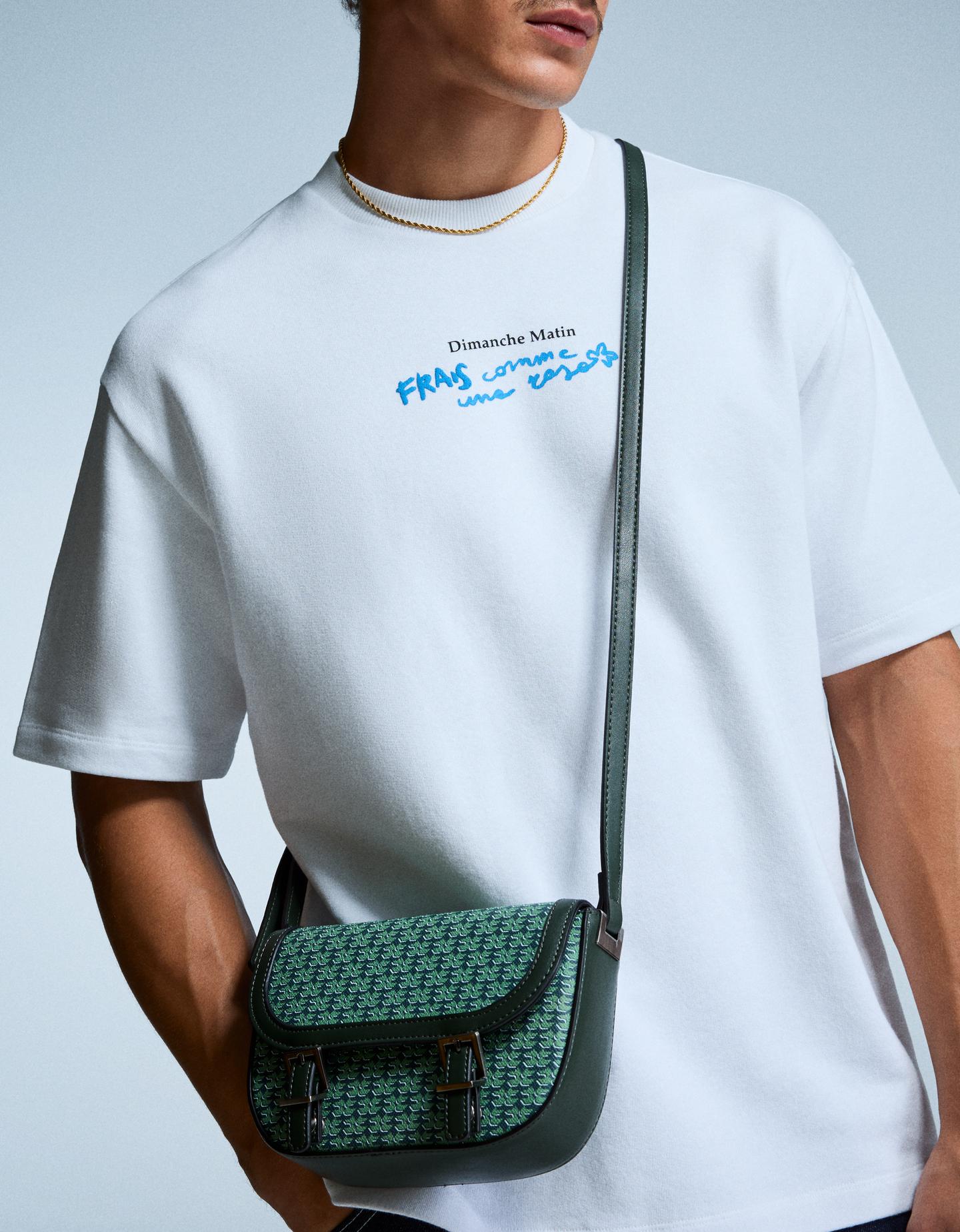 Bershka torebka crossbody z nadrukiem zielony