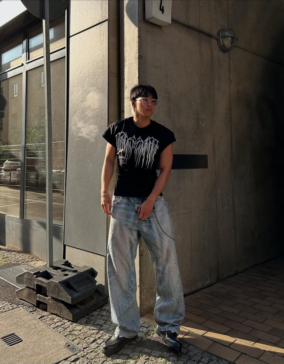 Baggy printed jeans
