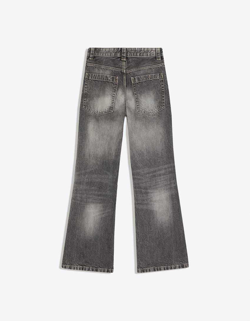 Jeans baggy boca de sino-Cinza-escuro