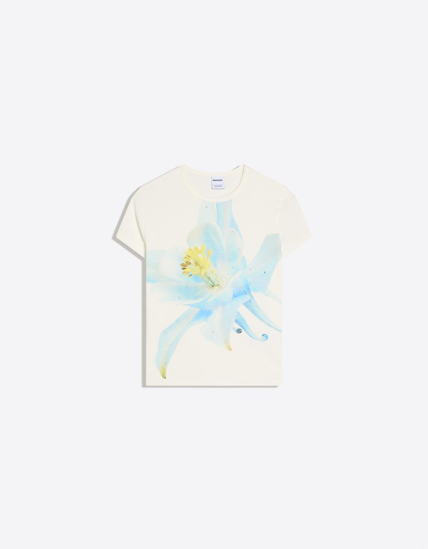 Camiseta manga corta print-Azul