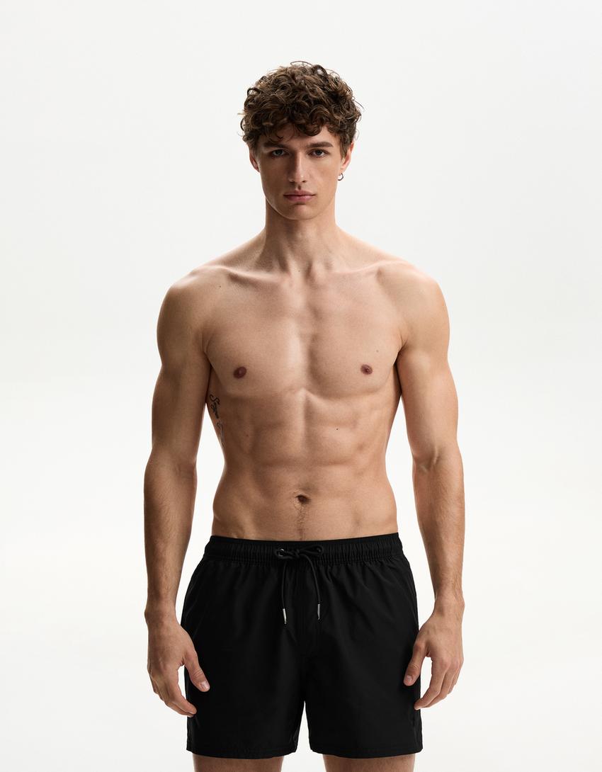 Plain swimming trunks-Black