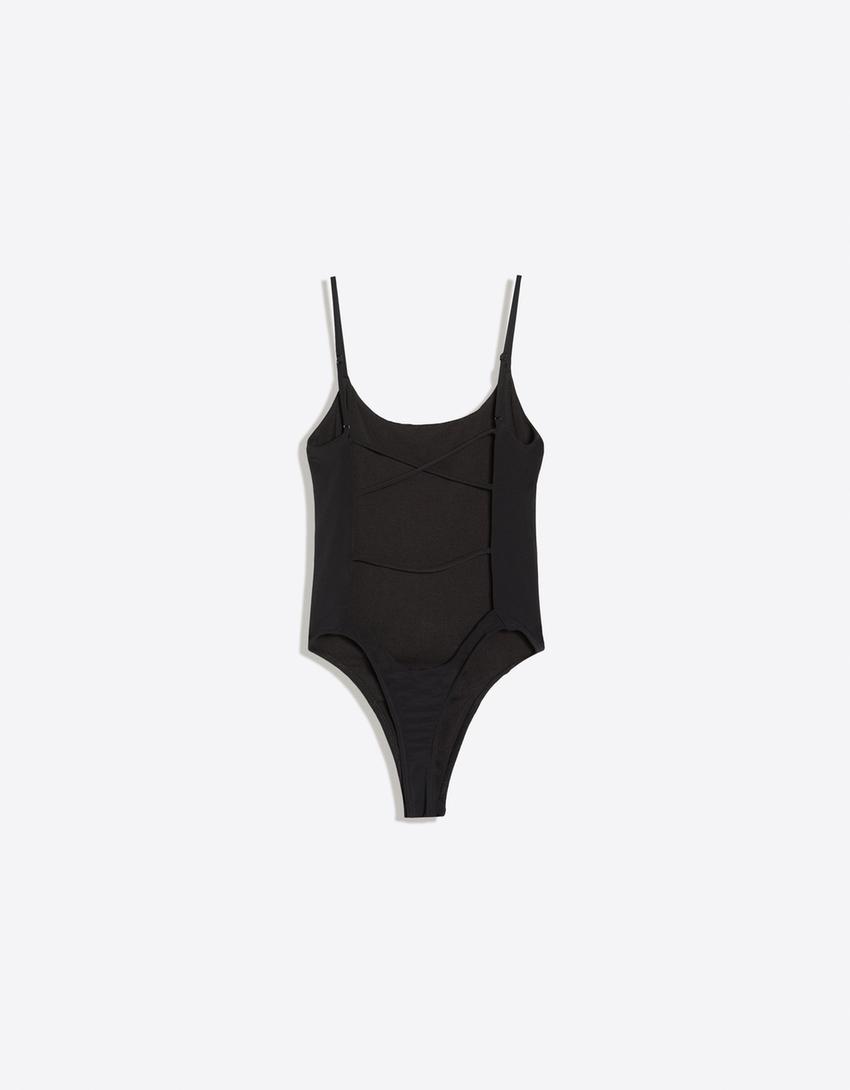 Body tirantes tiras espalda-Negro