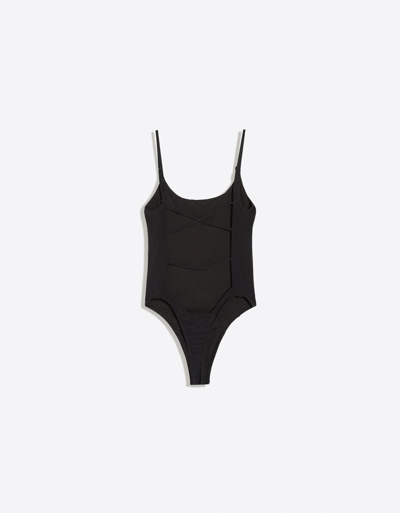 Strappy back bodysuit — Black