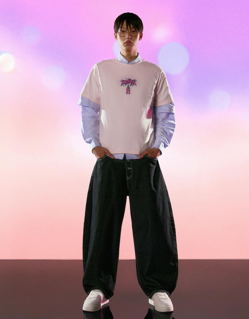 KPop Demon Hunters Huntr/x short sleeve print T-shirt-Pink