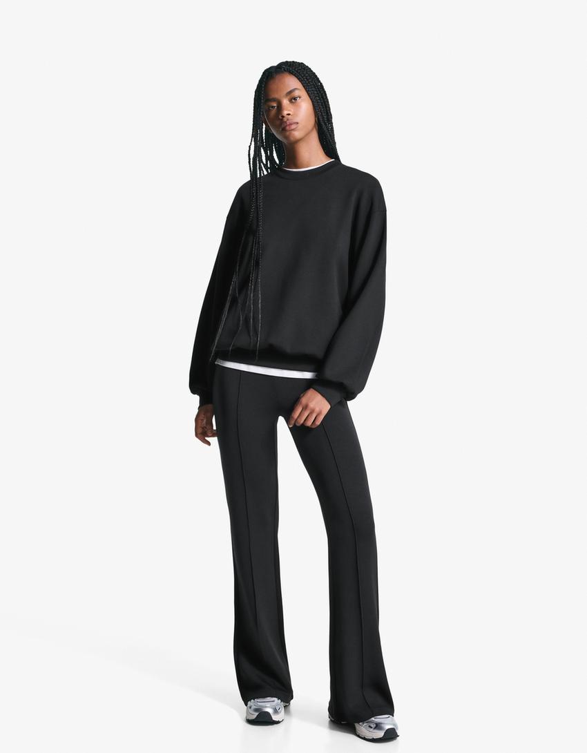 Pantalone flare modal-Crna-0