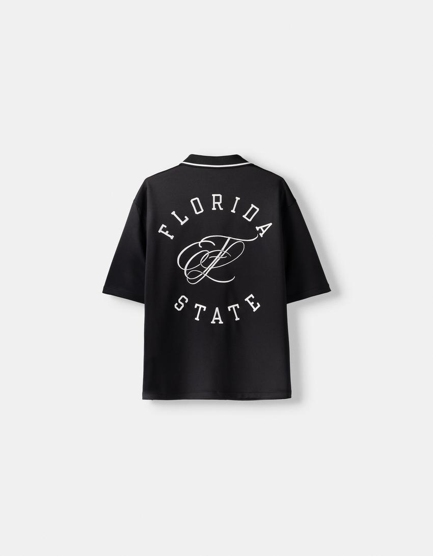 Camisa manga curta com interlock pormenor-Preto-5