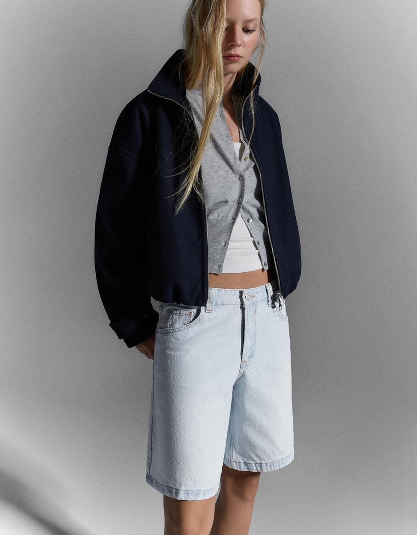 Short en jean baggy fit-Bleu lavé