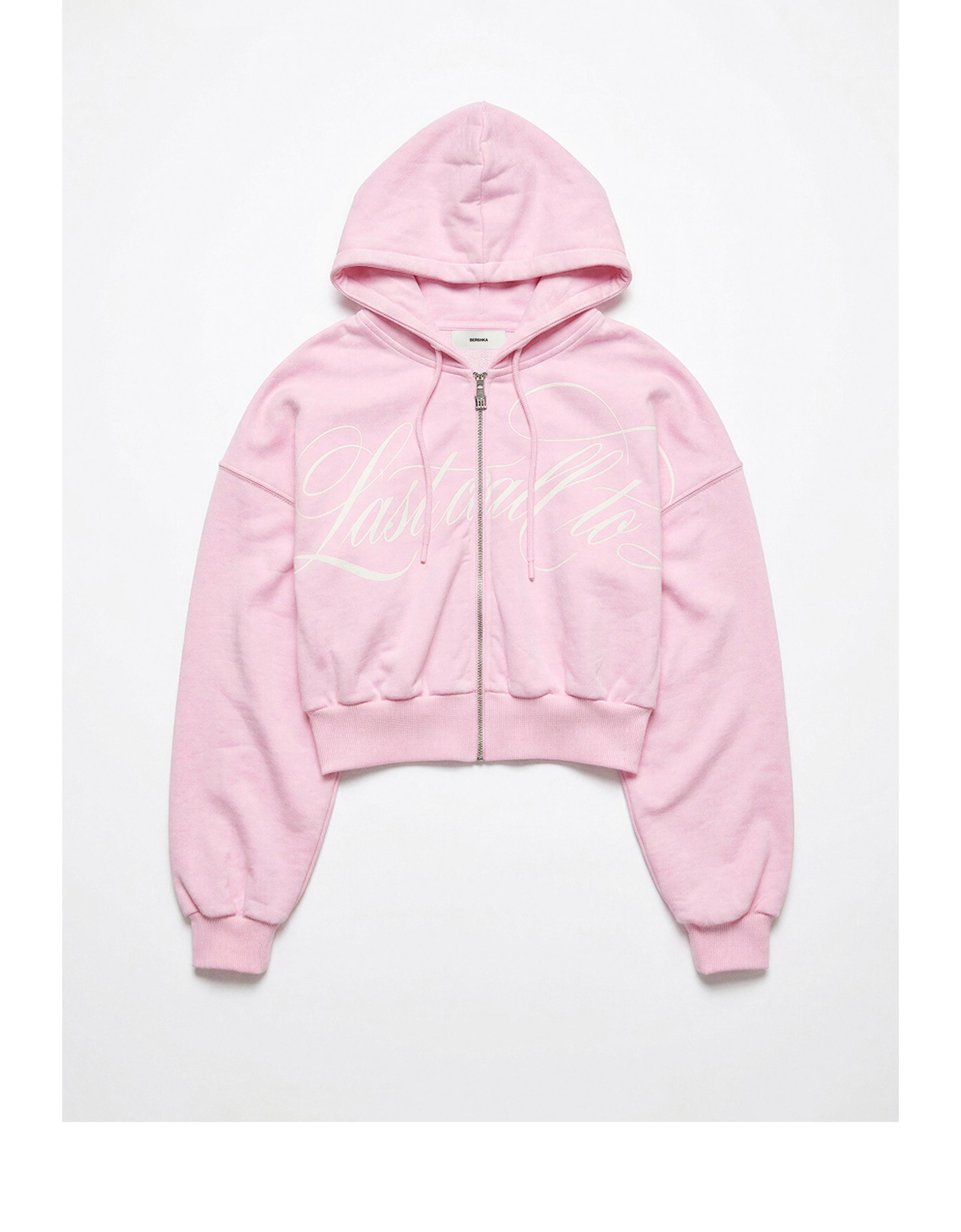 Printed zip-up hoodie — Pink