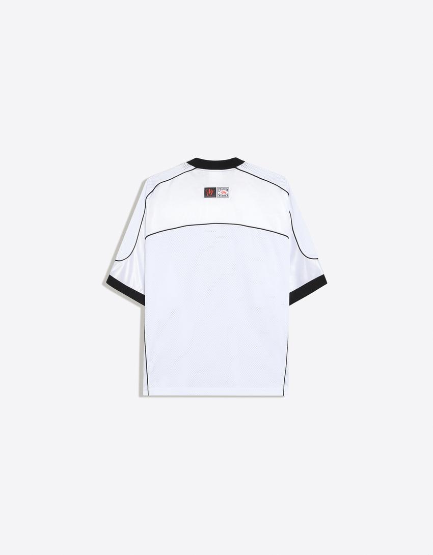 Camiseta manga corta mesh-Blanco