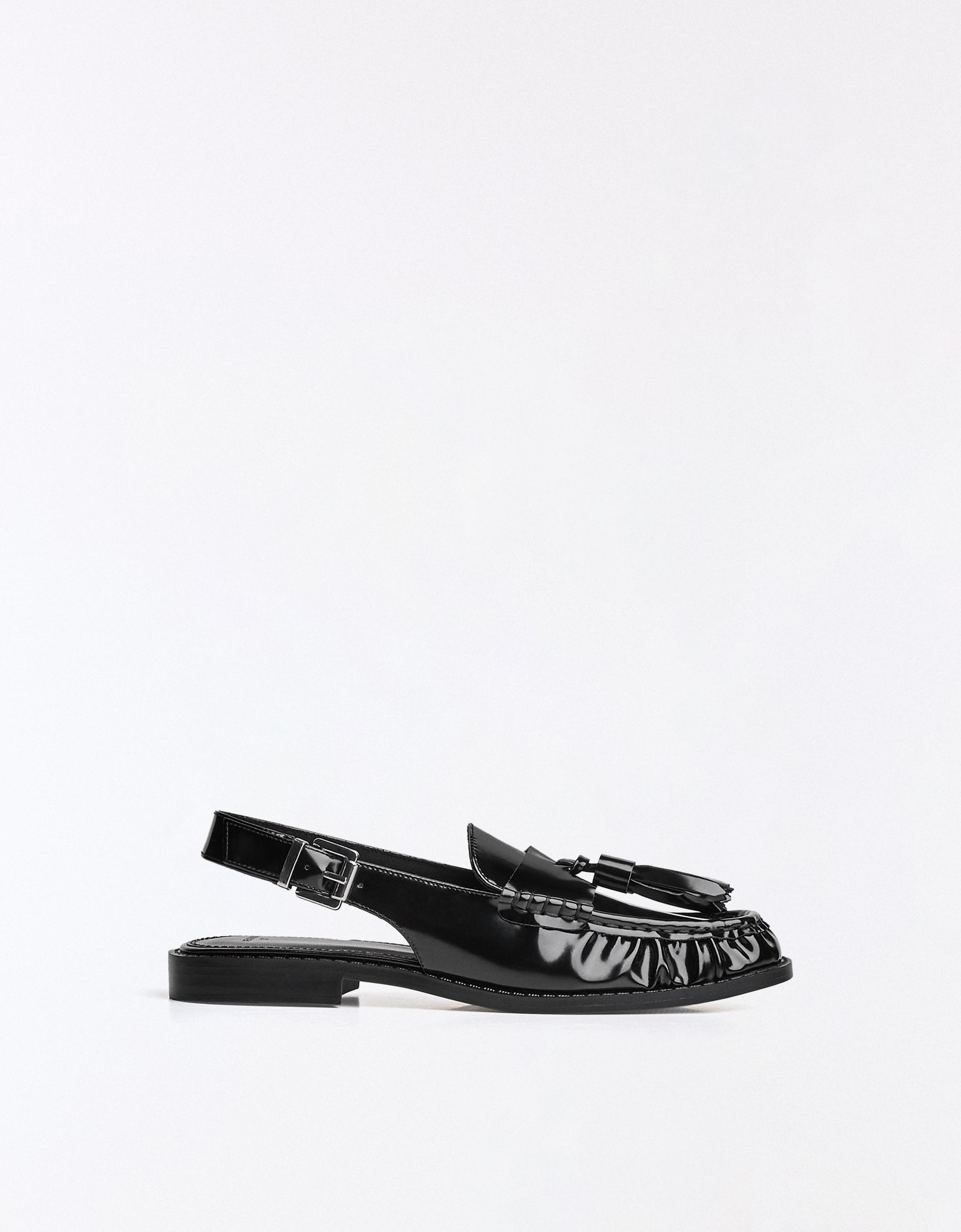 Backless tassel loafers — BLACK