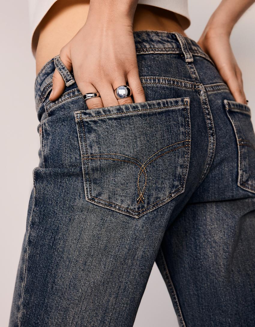 Jeans bootcut low waist-Azzurro Lavato-2