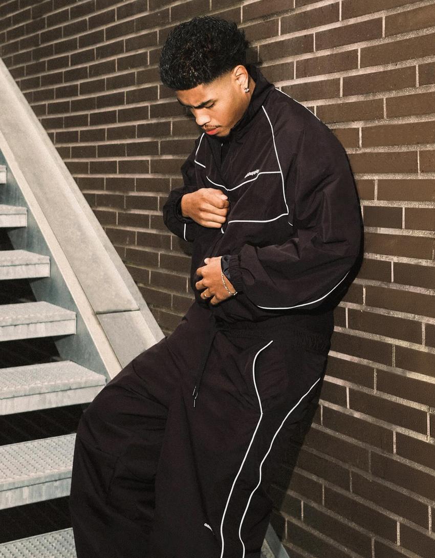 Super baggy technical trousers-Black