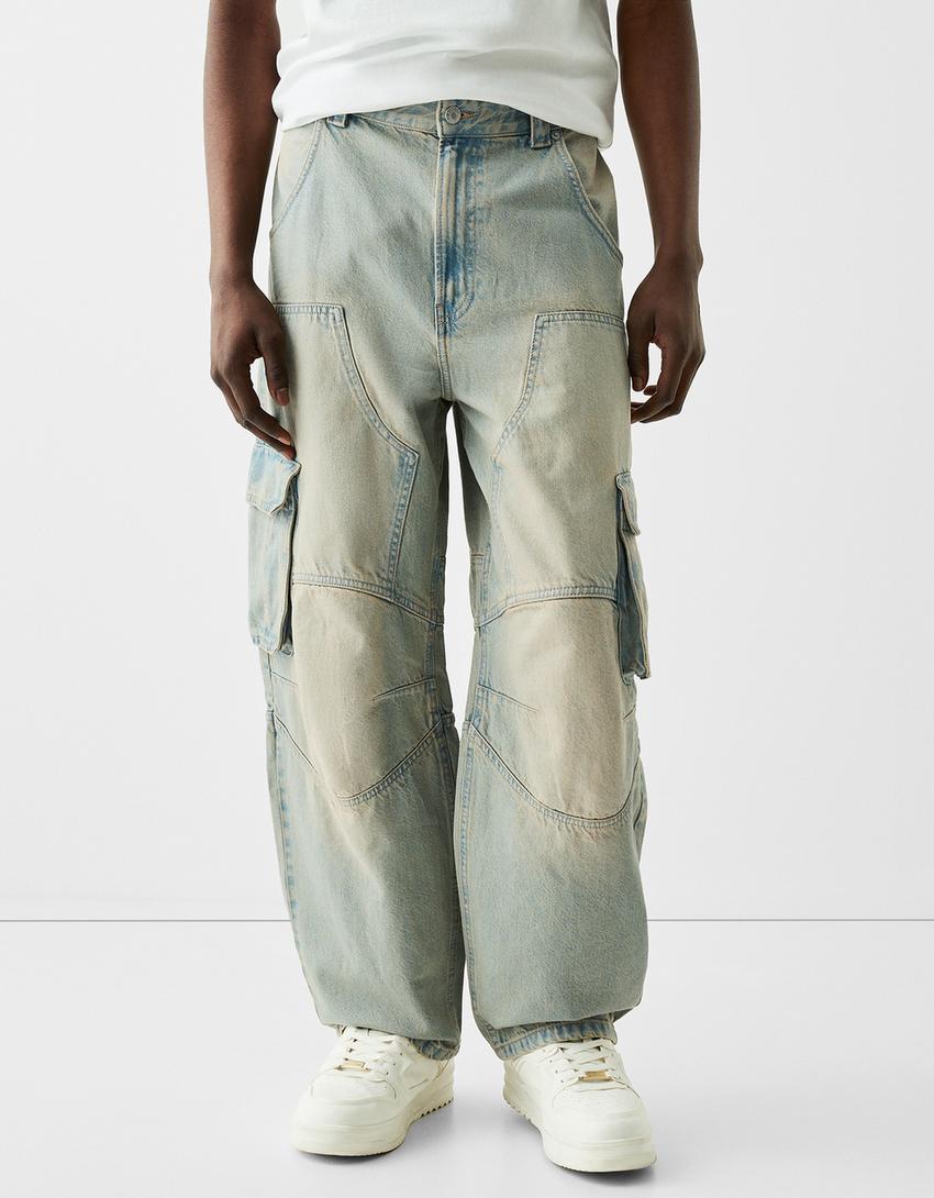 Jeans skater cargo-Azul lavado-1