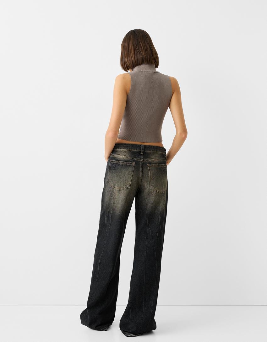 Елече с полуполо яка и цял цип-Цвят каки-1