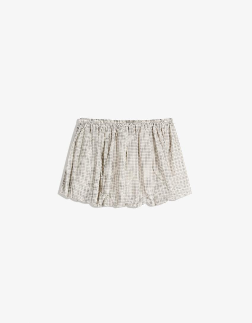 Rok mini dikerut-Krem