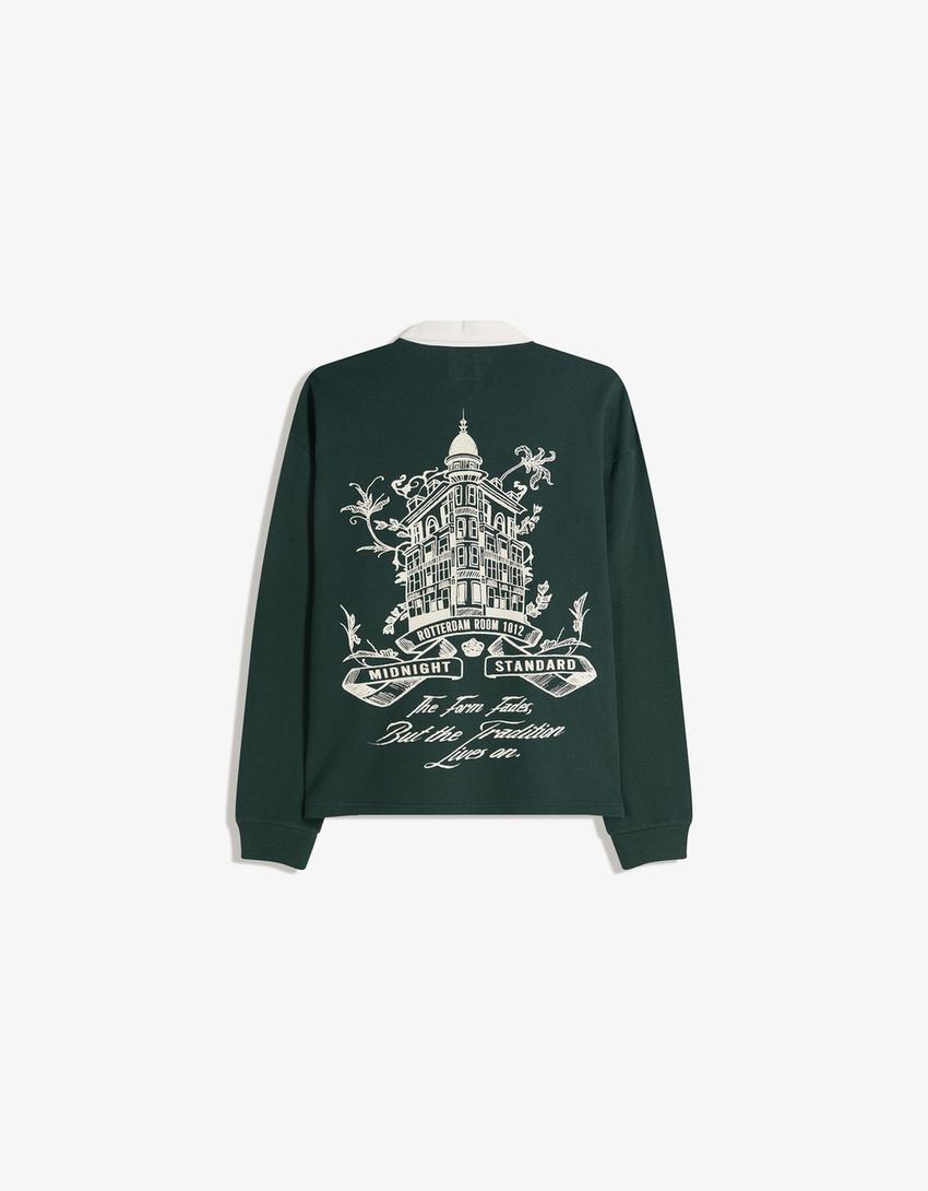 Polo màniga llarga boxy-Verd