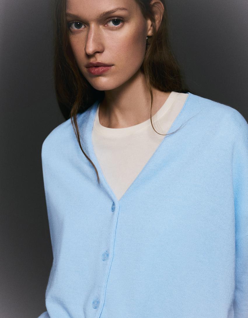 Basic cardigan-Light blue