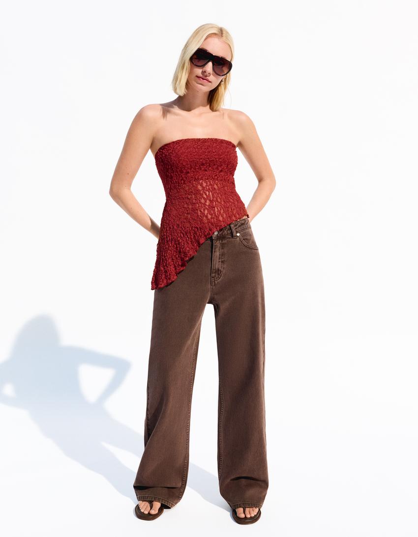 Kanten bandeau top-Bordeaux