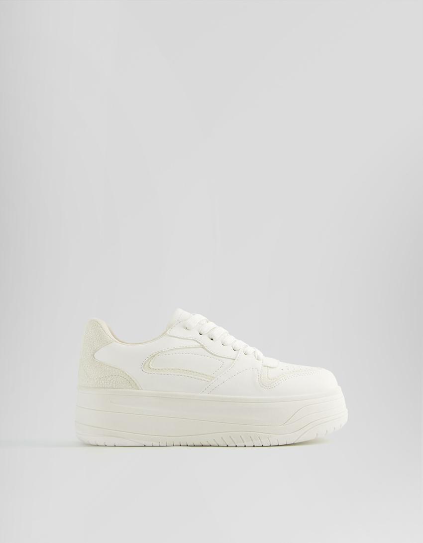 حذاء رياضي بنعل عالي-أبيض