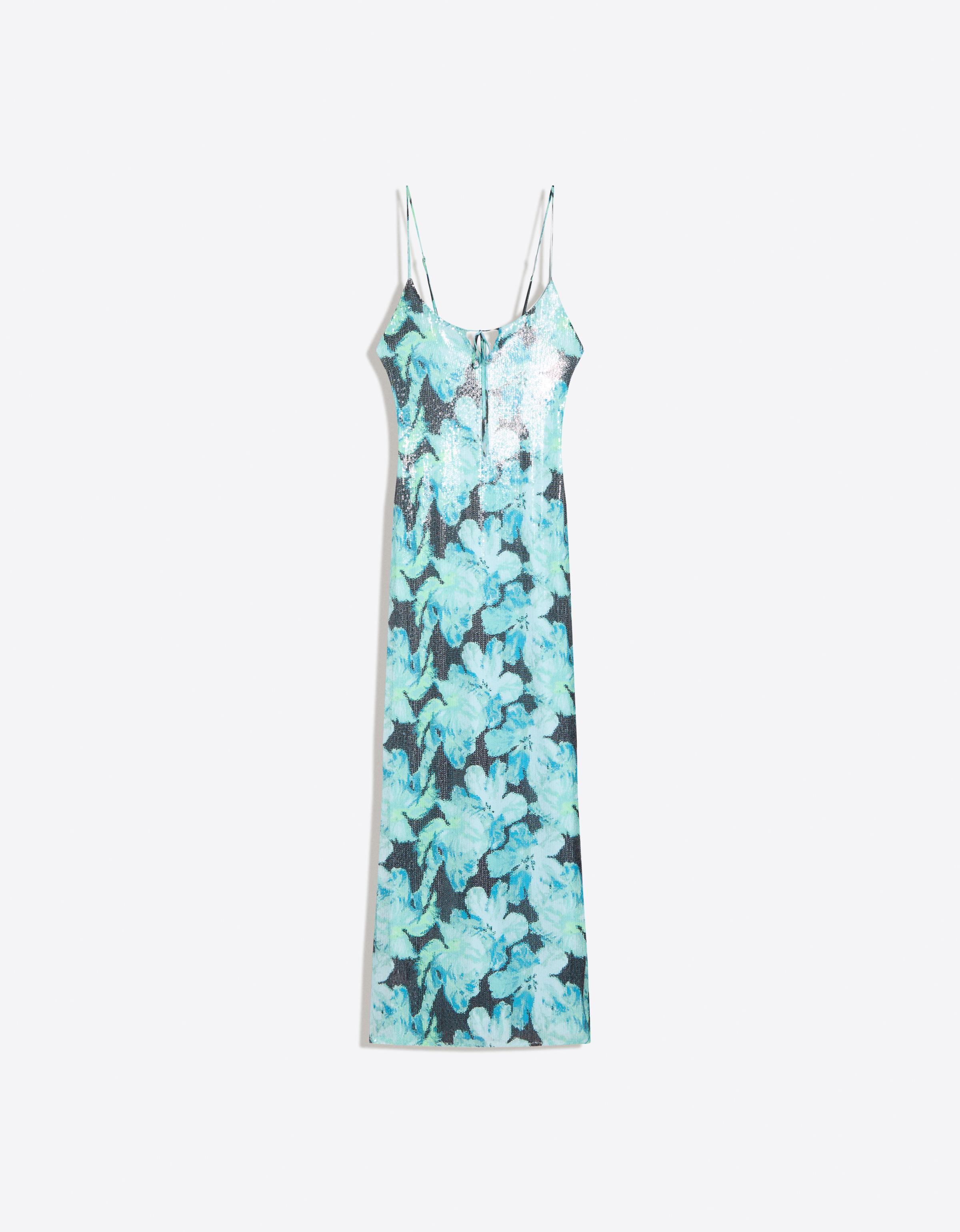 Sequin midi dress with straps — Turquoise