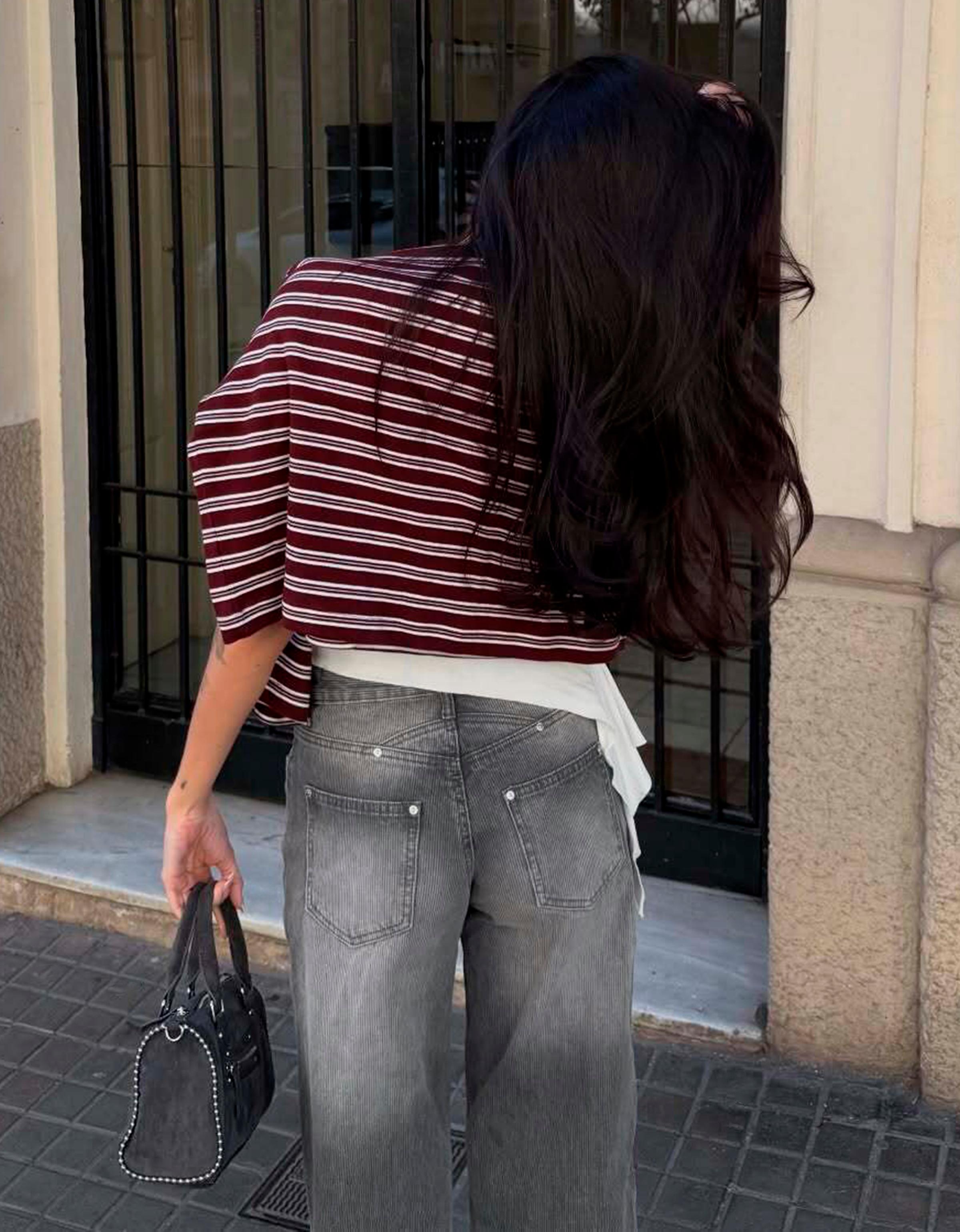 Düşük bel fitilli kadife boyfriend jean - Görsel 19