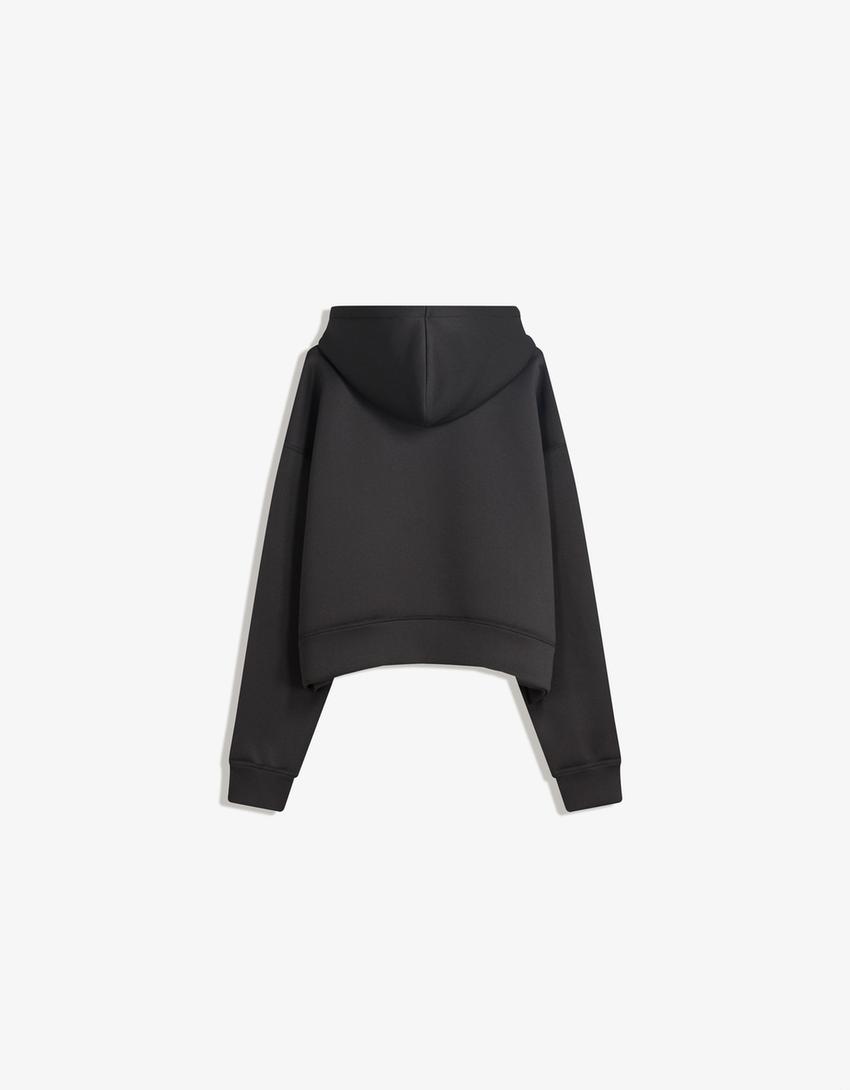 Sudadera cremallera oversize efecto neopreno-Negro-4