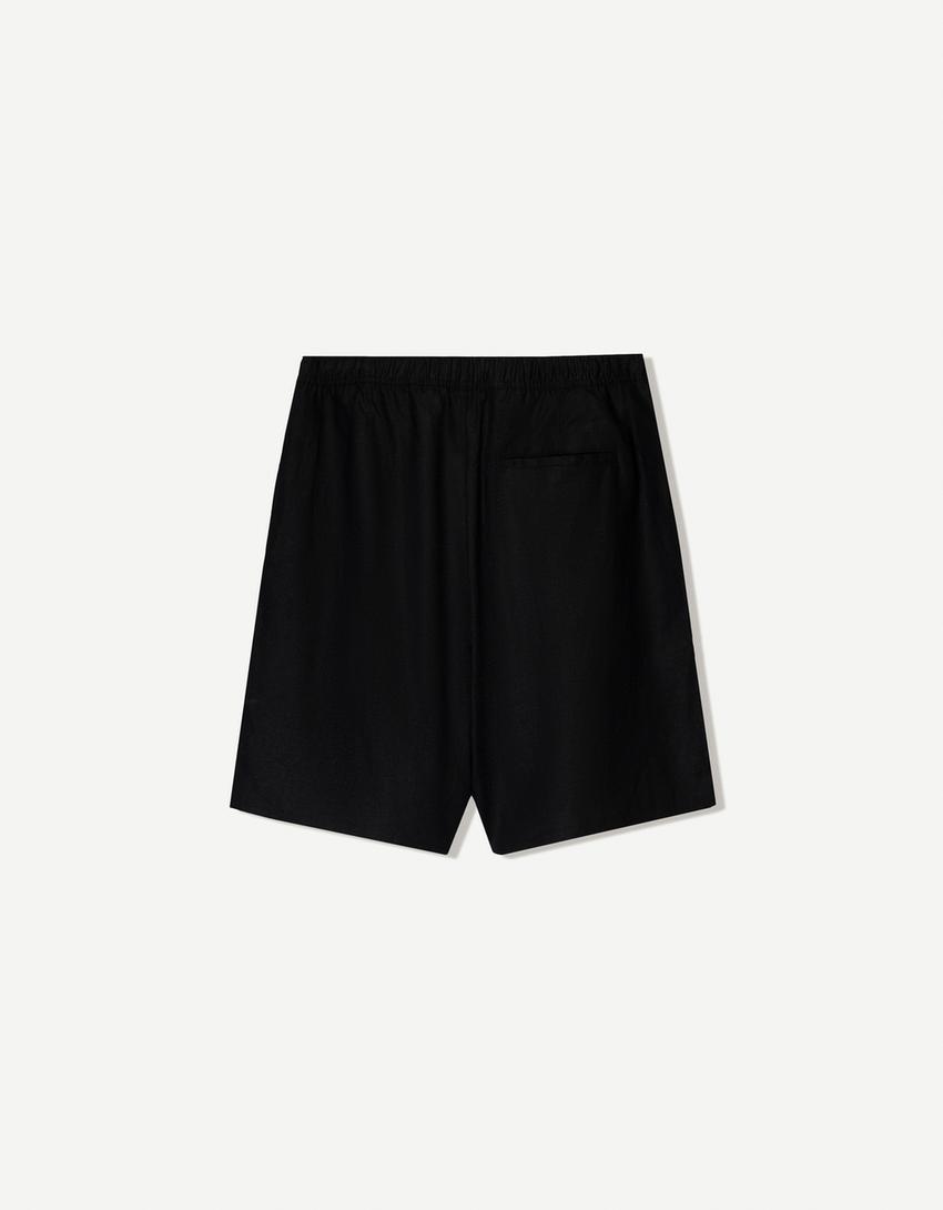 Loose linen blend jogger Bermuda shorts