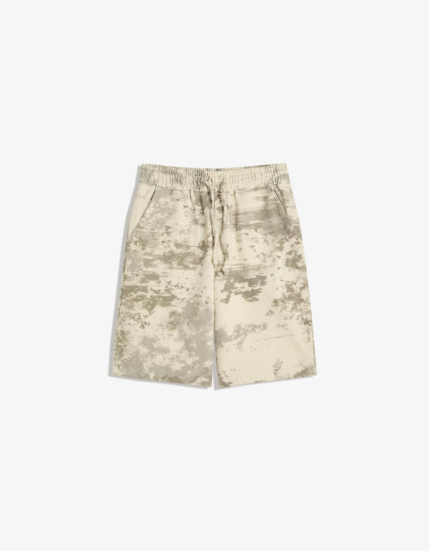 Bershka bermudy oversize z nadrukiem zielony