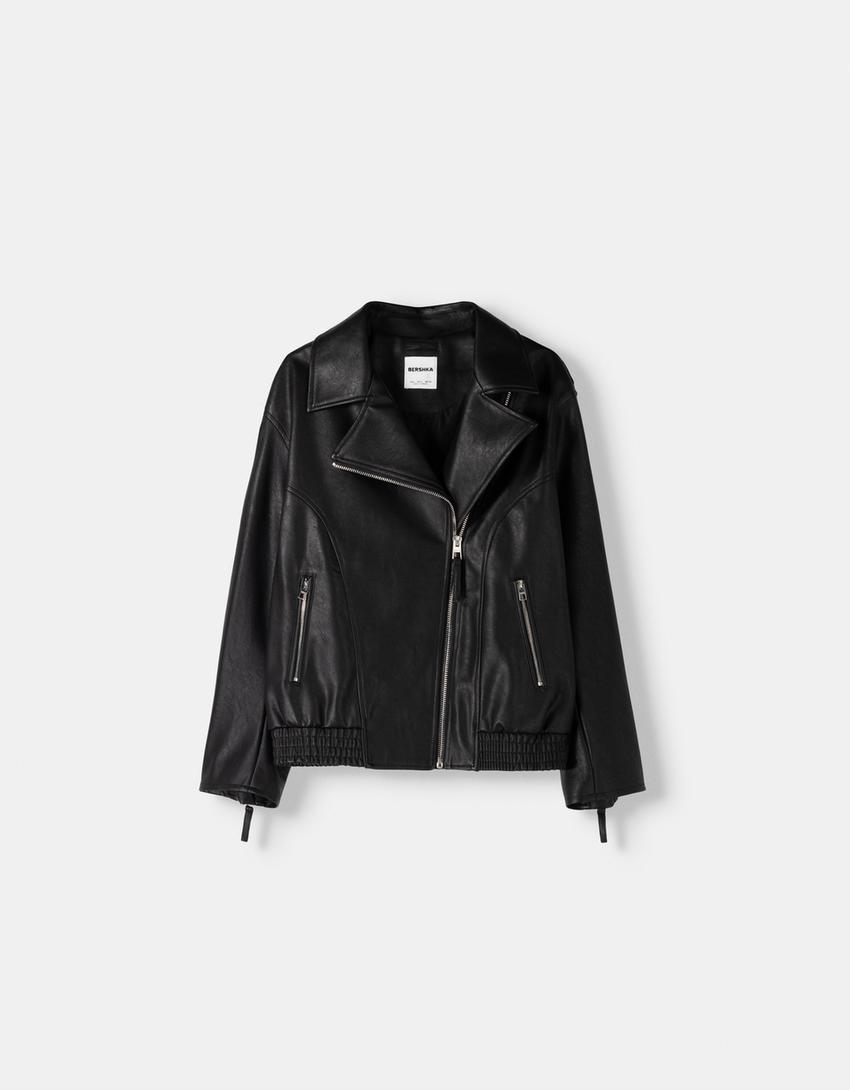 Casaco polipele mensagem relevo-Preto-4