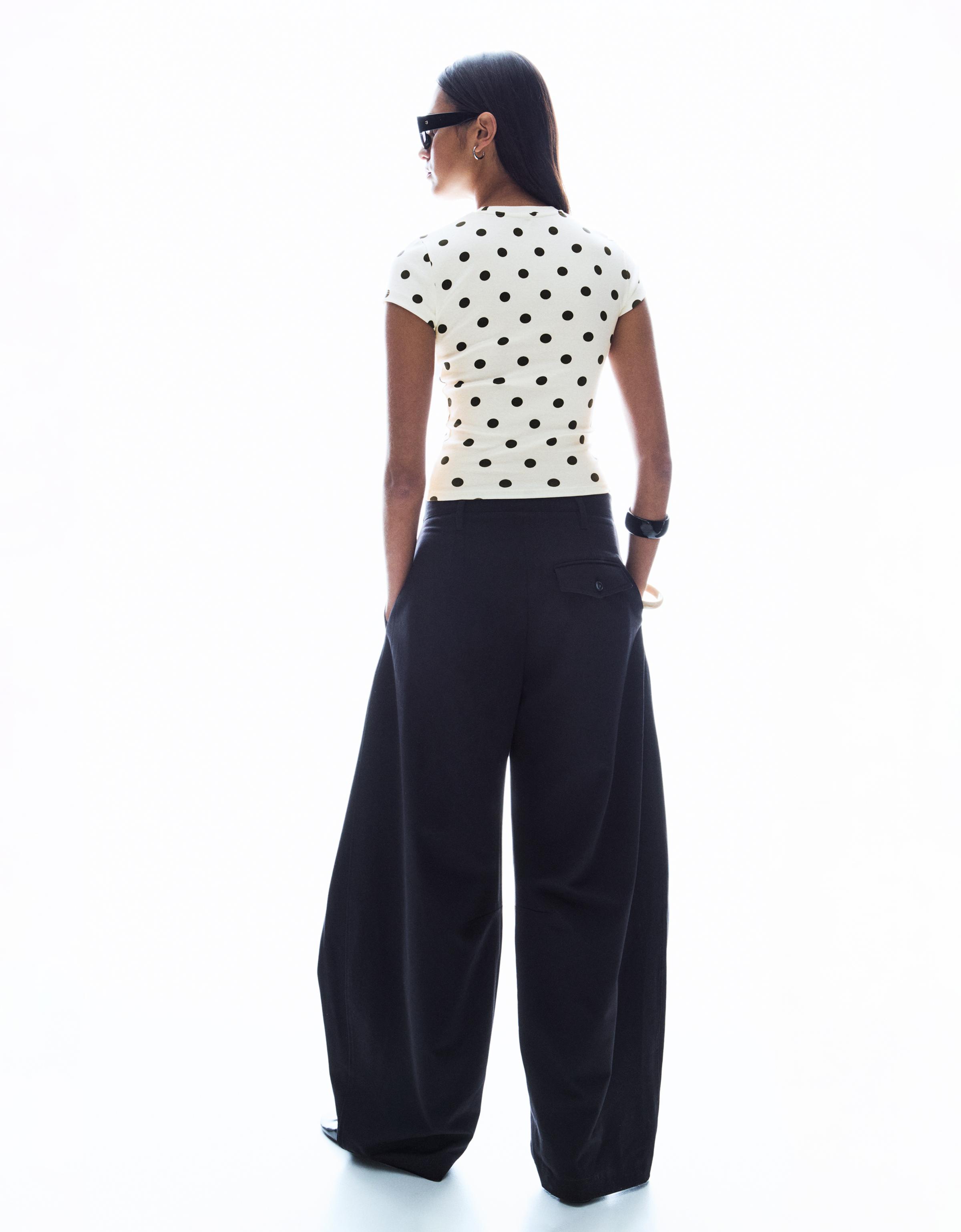 Pleated double-button trousers — Black
