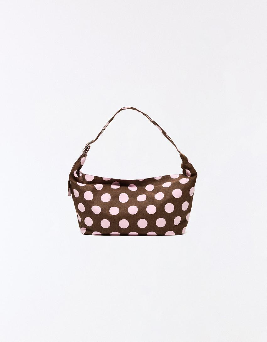 Polka dot bucket bag-Brown