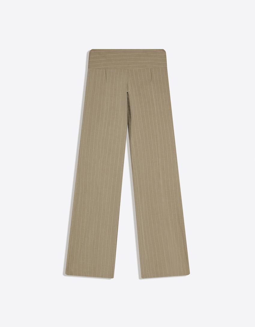 Low-rise cummerbund trousers-Khaki