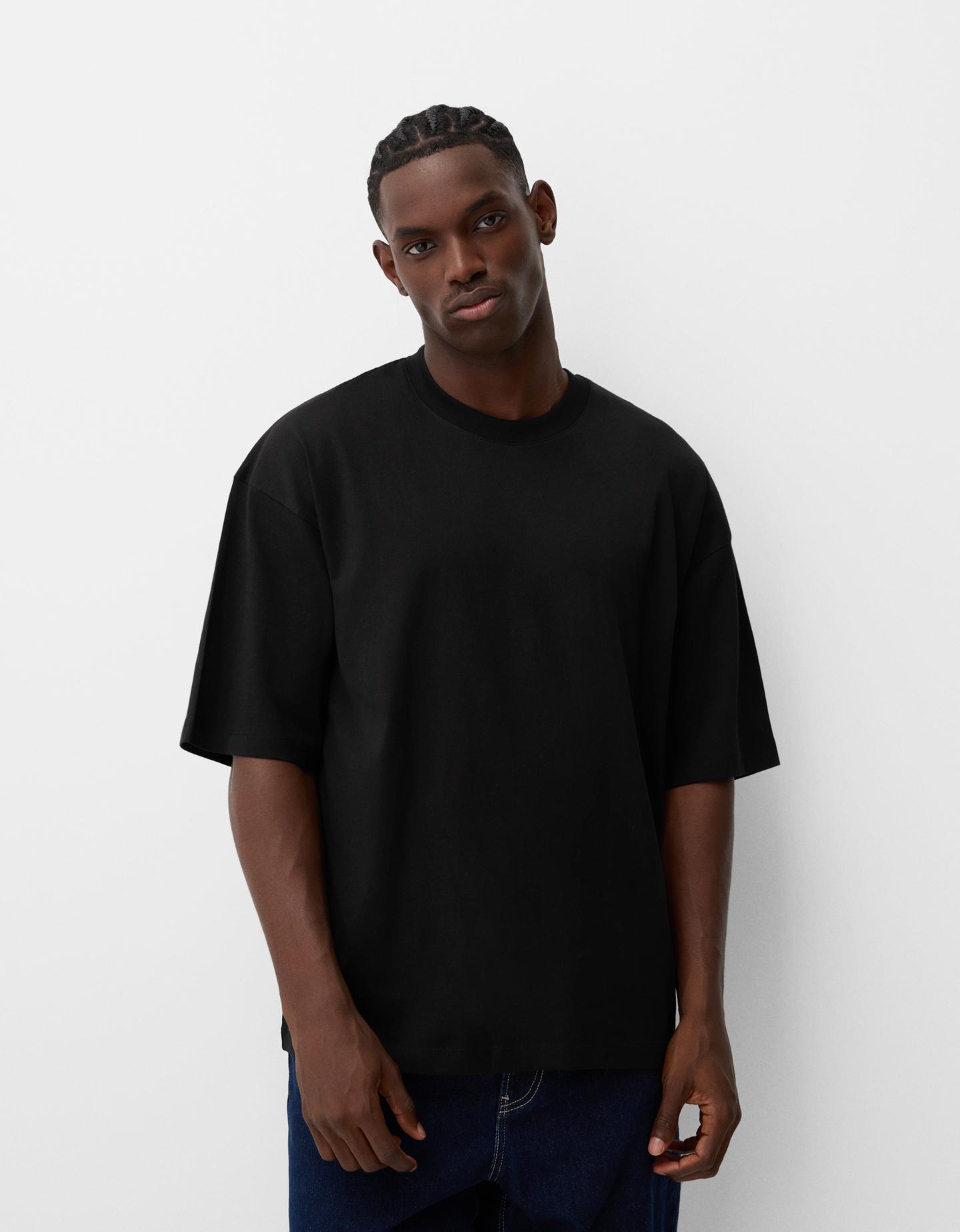 Bershka Maglietta A Maniche Corte Oversize Uomo S Nero