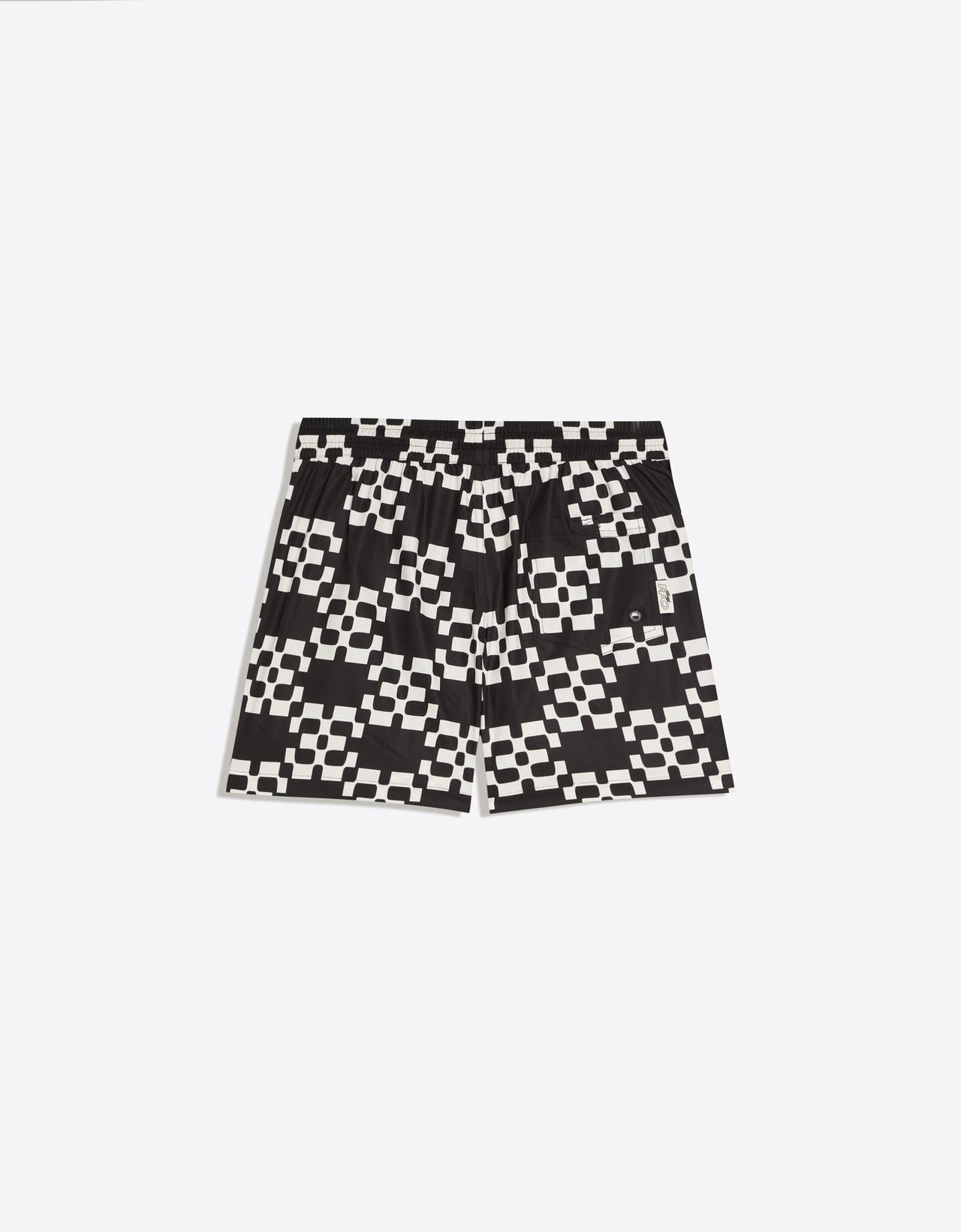 Boxy print swimsuit — White / Black