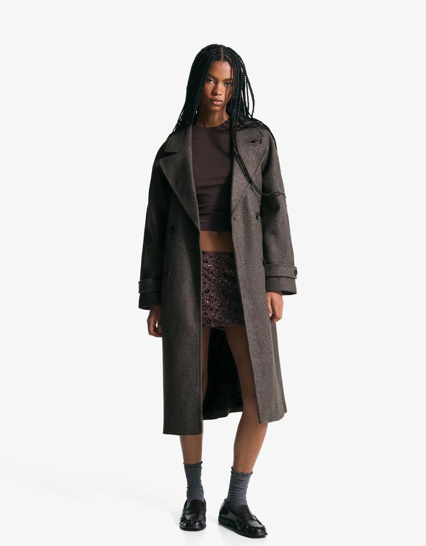 Soft trench coat with belt-Brown-0