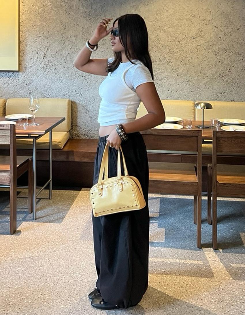 Pantalón bloomer popelín-Negro